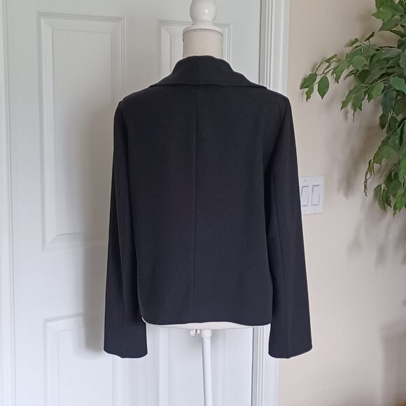 LIKE NEW!  Hugo Boss "Kallmesa" Open Draped Black Blazer Size 12 - Picture 2 of 8